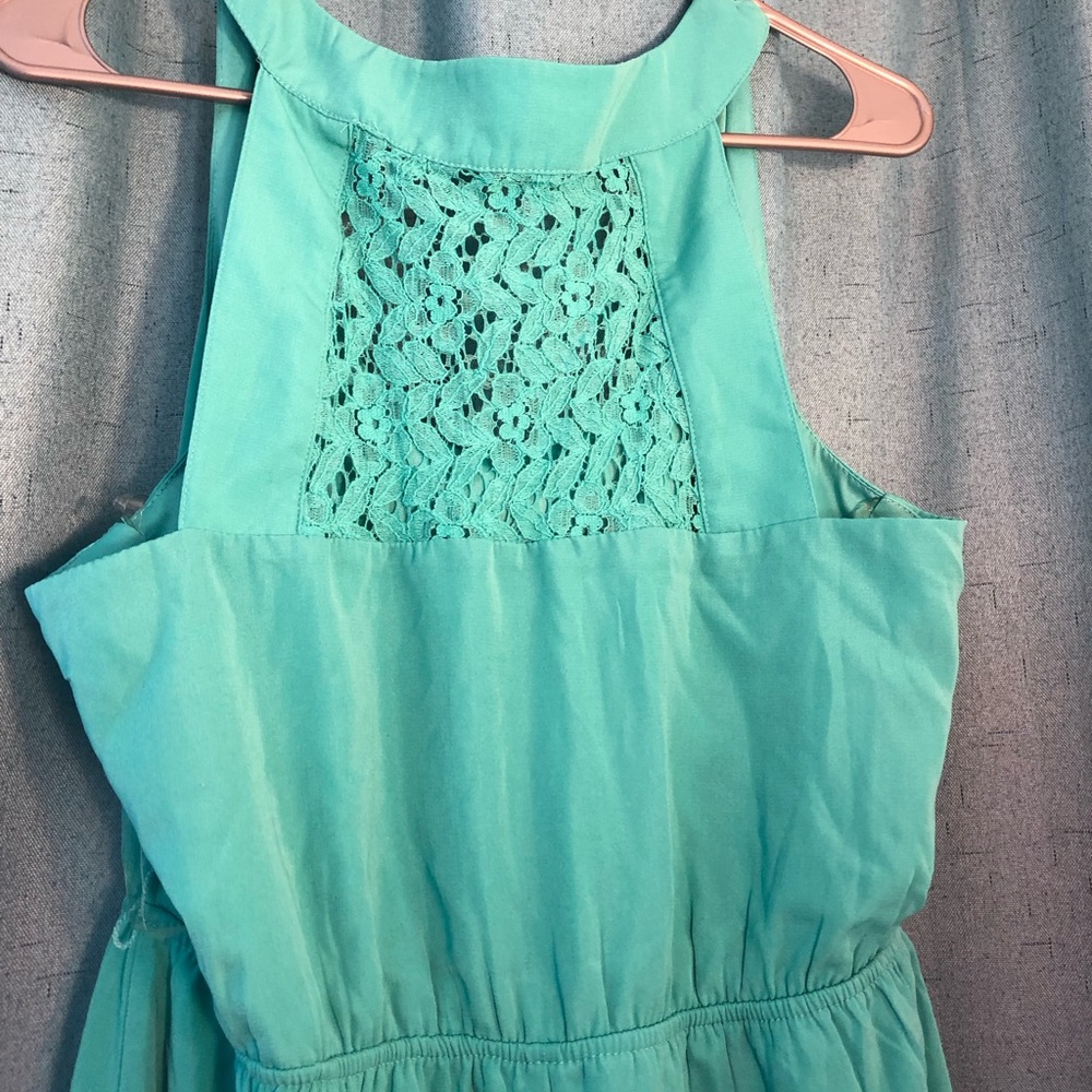 Gorgeous Teal Lace Back Dress
